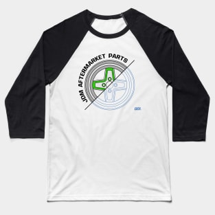 Green JDM Wheels V2 Baseball T-Shirt